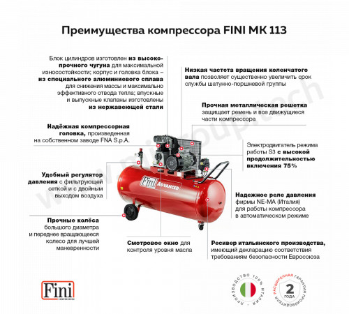 Поршневой компрессор с ременным приводом FINI MK 113-200-4