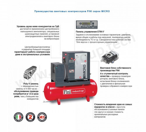 Винтовой компрессор на ресивере с осушителем FINI MICRO 4.0-08-200 ES