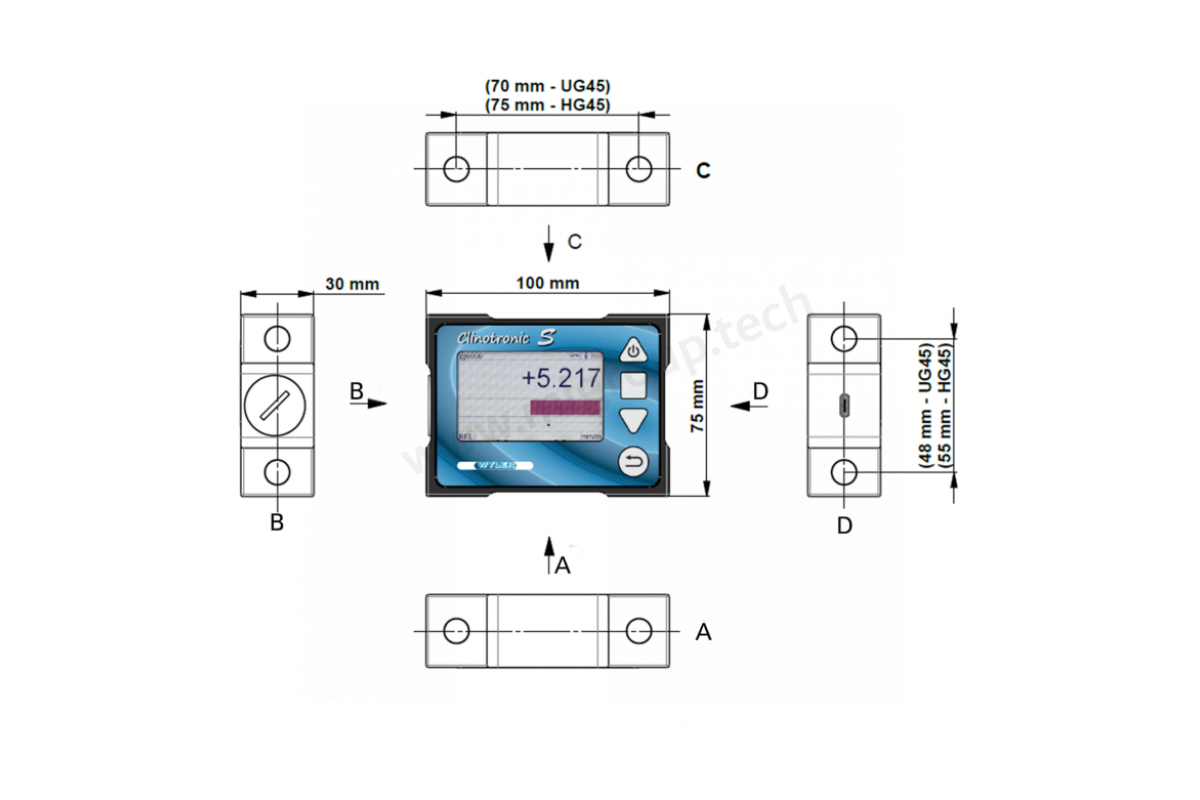 015-S-HG45 Clinotronic S Электронный уровень ± 45° (магнитные основания)