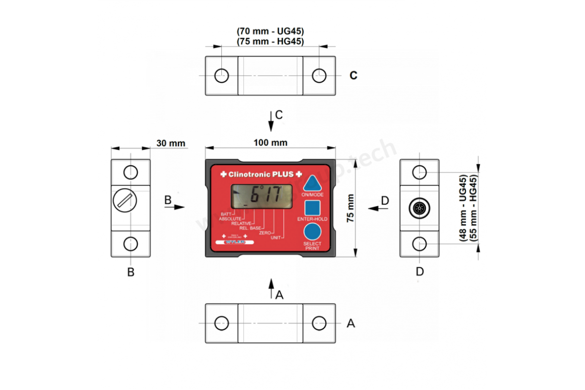 015-PLUS-HG45 Clinotronic PLUS Электронный уровень ± 45° (магнитные основания)