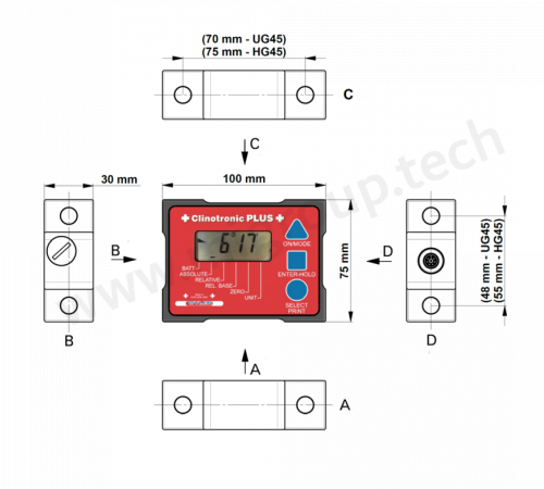 015-PLUS-HG45 Clinotronic PLUS Электронный уровень ± 45° (магнитные основания)