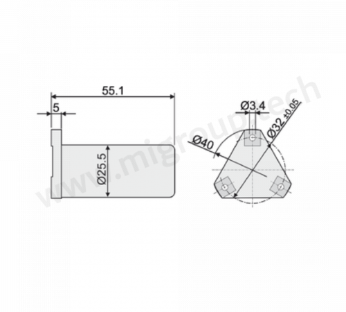 065-040-C-60 ZEROTRONIC C +/- 60°, треугольное основание; Стандартная калибровка; 3 х М3, шайбы