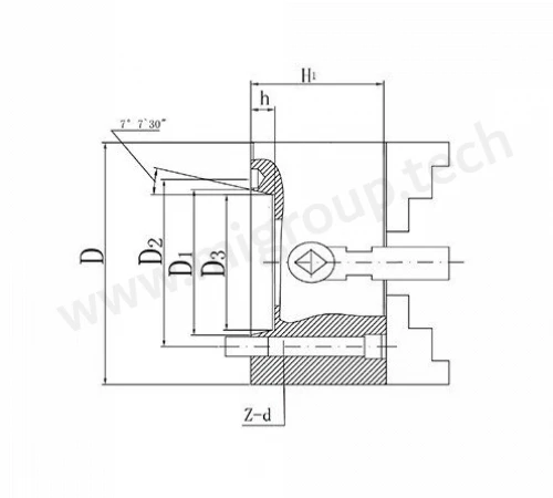 4х-кулачковый патрон с независимыми кулачками серии K72-A, посадка DIN55026 K72-500/A2-6