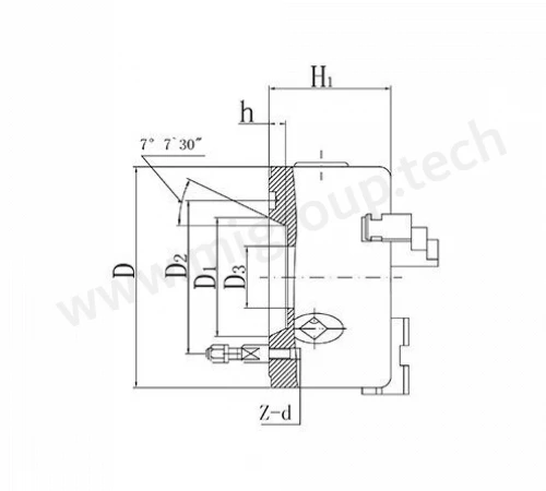4х-кулачковый патрон с независимыми кулачками серии K72-C, посадка DIN55027 K72-250/C5