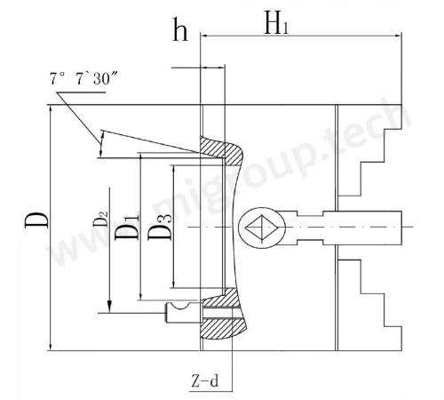 4х-кулачковый патрон с независимыми кулачками серии K72-D, посадка DIN55029 K72-800/D11