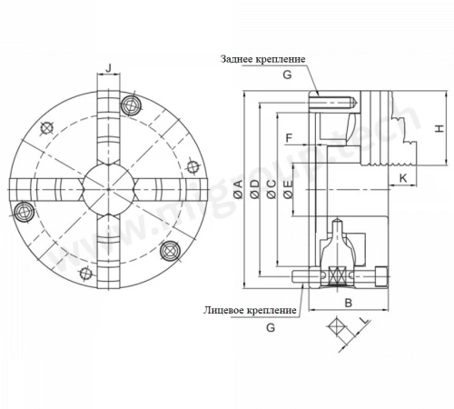 4х-кулачковый токарный патрон SCF-4