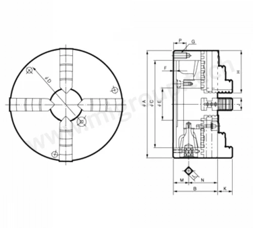 4х-кулачковый токарный патрон SF-310(12")