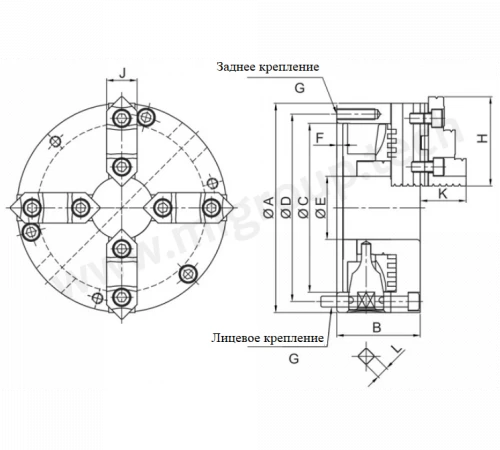 4х-кулачковый токарный патрон SKF-12